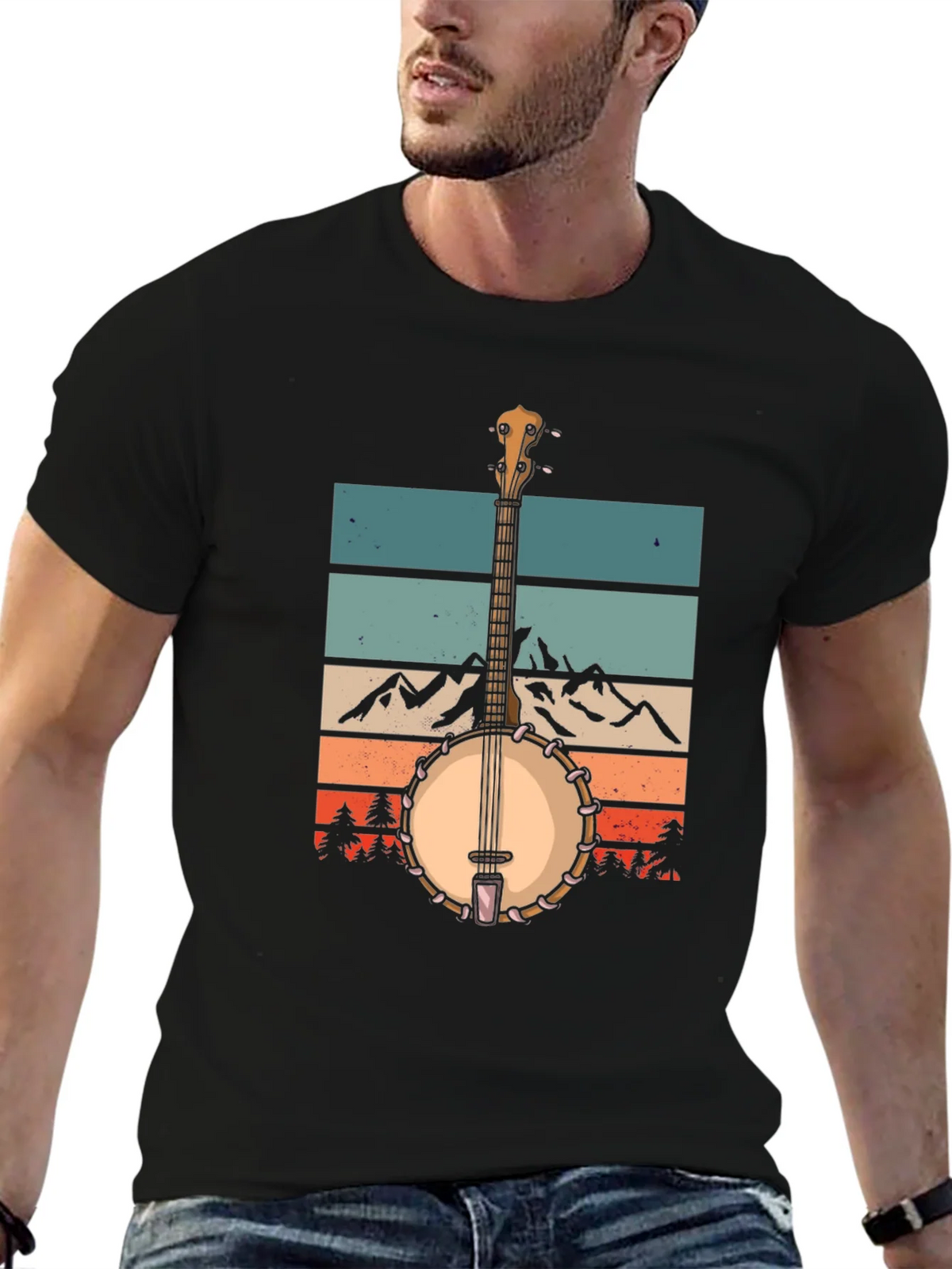 Banjo Mountainscape Graphic Tee - Retro Style product image 5