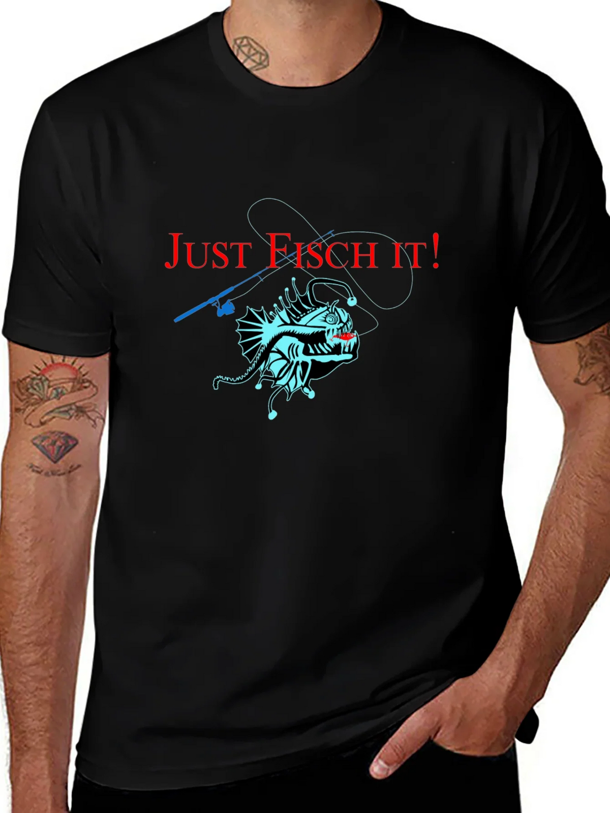 Just Fisch It! Anglerfish Graphic T-Shirt - Unique Design product image 1