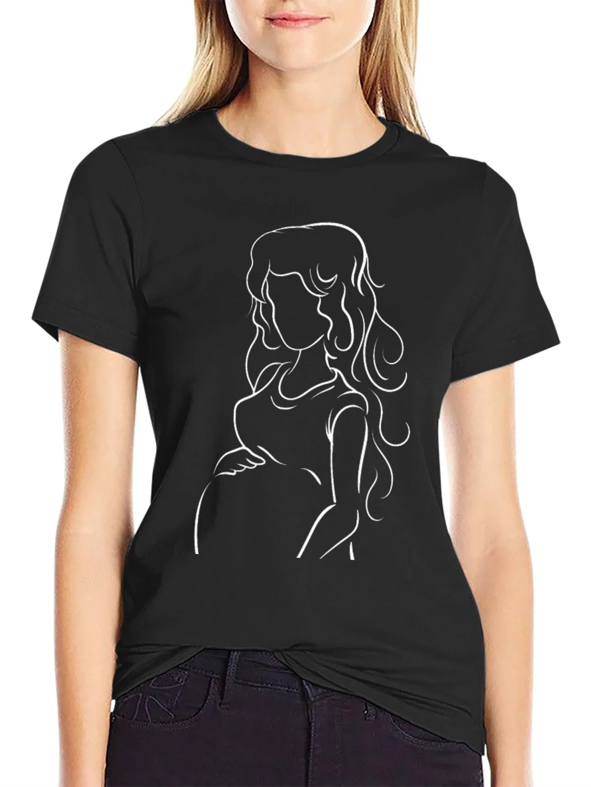 Stylish Pregnant Woman Graphic Tee - Black product image 2