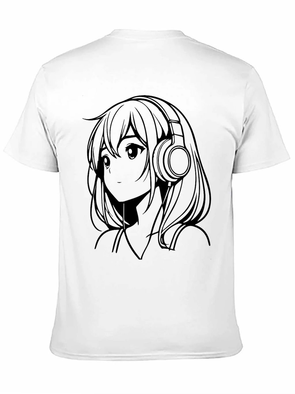 Anime Girl with Headphones Black T-Shirt product image 10