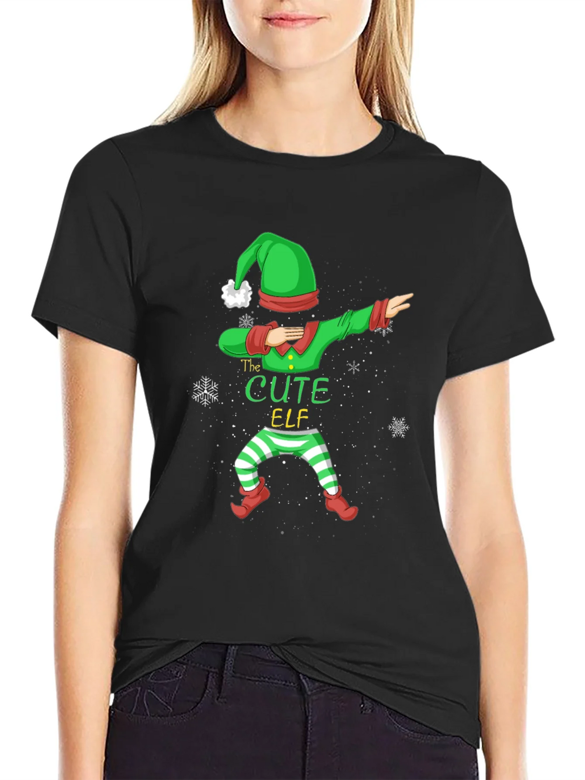 Cute Elf Dabbing Graphic Tee - Holiday Fun product image 2