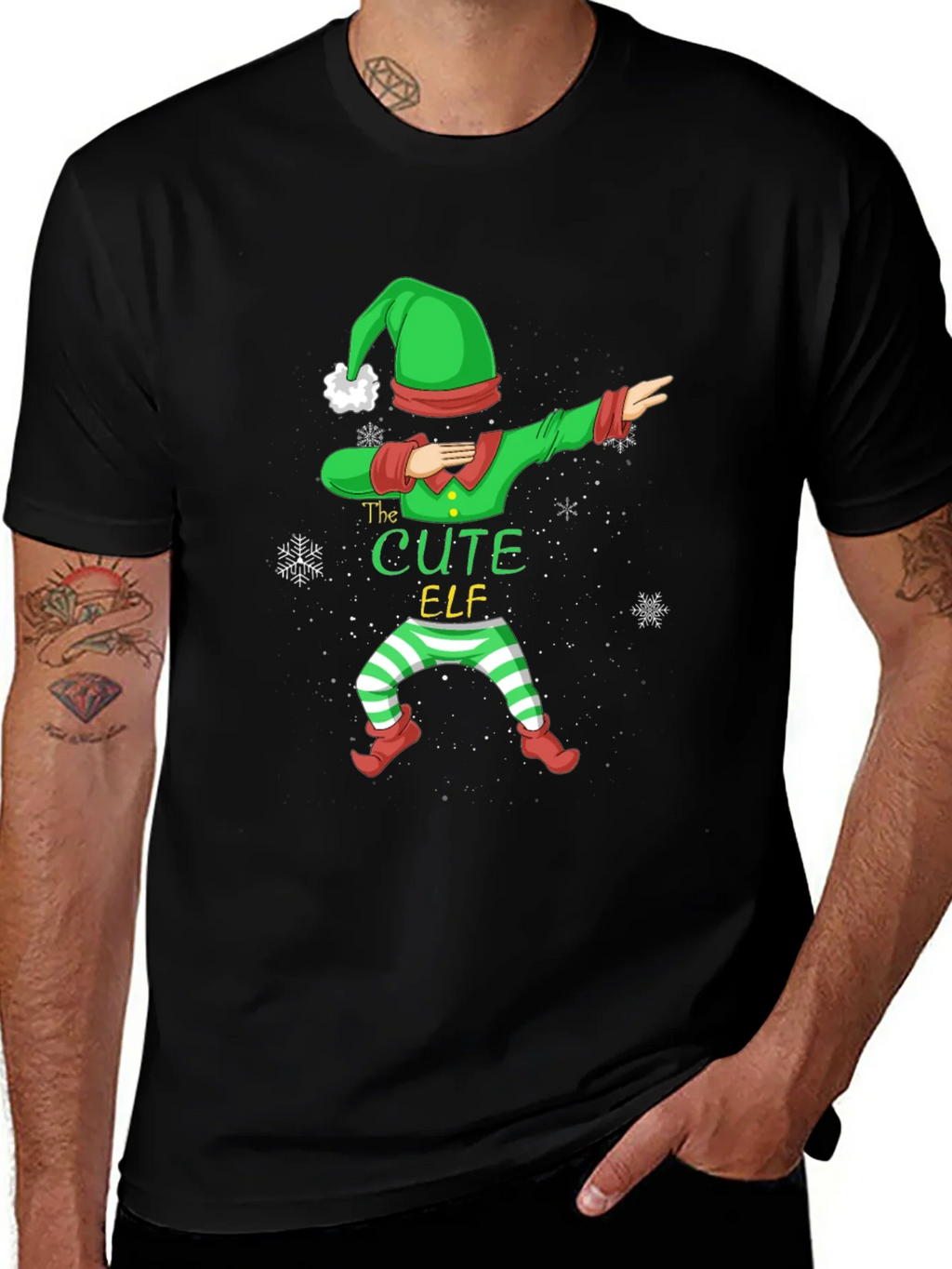 Cute Elf Dabbing Graphic Tee - Holiday Fun product image 1