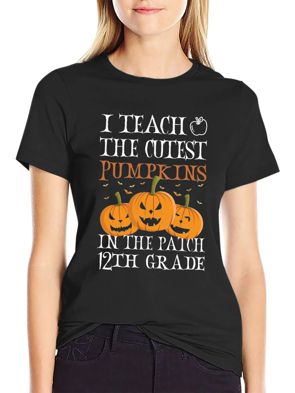 Cute Halloween Teacher T-Shirt: I Teach the Cutest Pumpkins product image 2