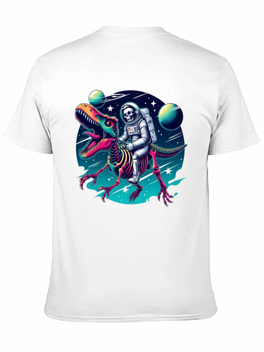 Astronaut Skeleton Riding Dinosaur Graphic Tee product image 7