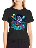 Astronaut Skeleton Riding Dinosaur Graphic Tee product image 1