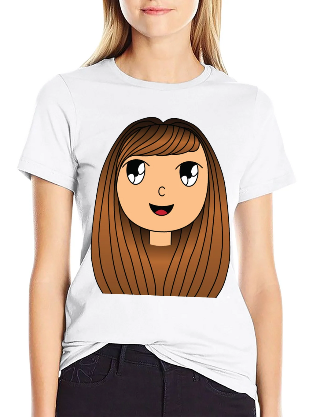 Cartoon Girl Graphic Print Black T-Shirt product image 8