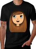 Cartoon Girl Graphic Print Black T-Shirt product image 1