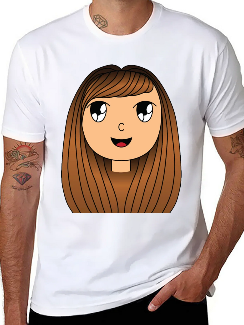 Cartoon Girl Graphic Print Black T-Shirt product image 7