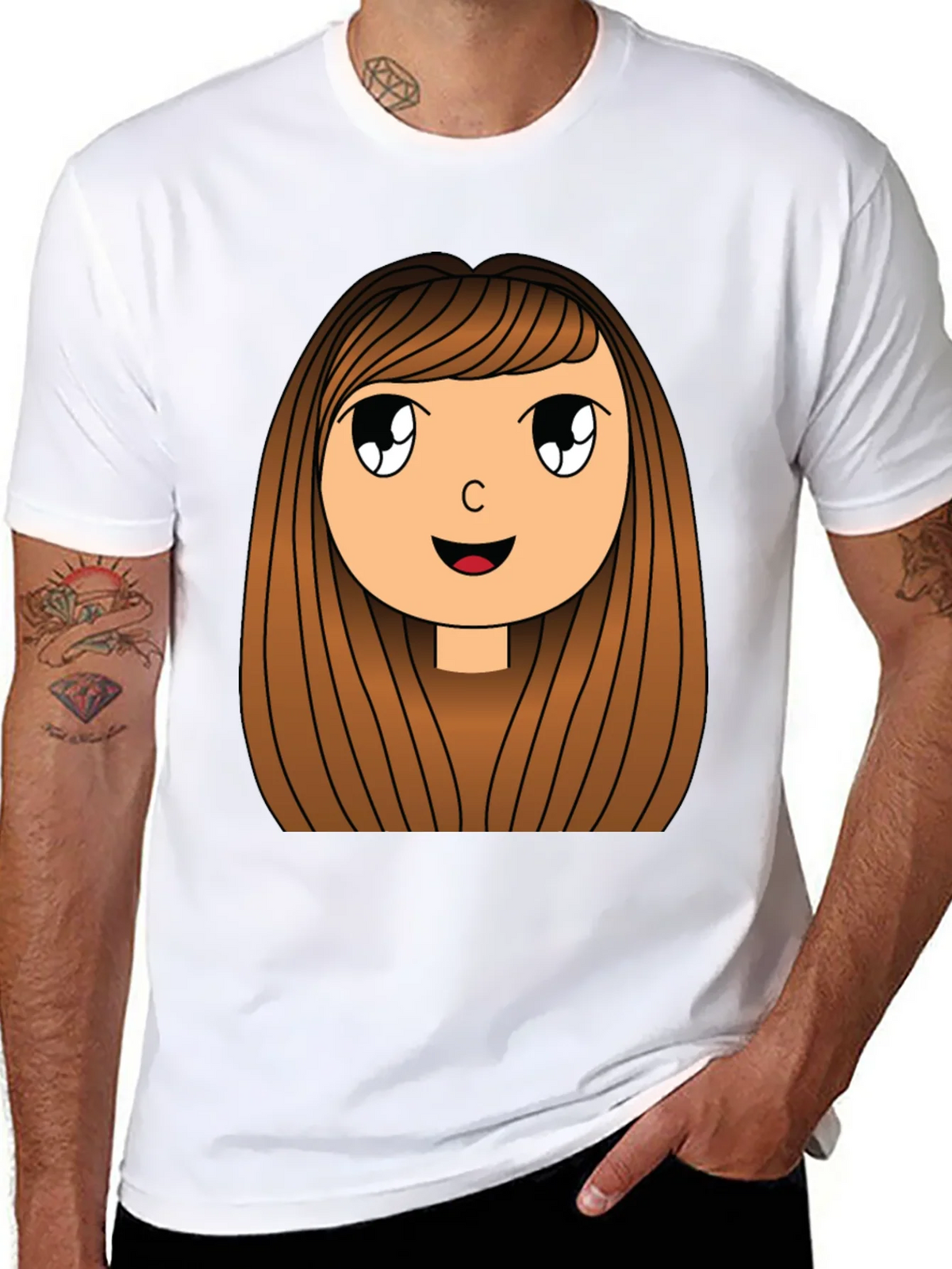 Cartoon Girl Graphic Print Black T-Shirt product image 7