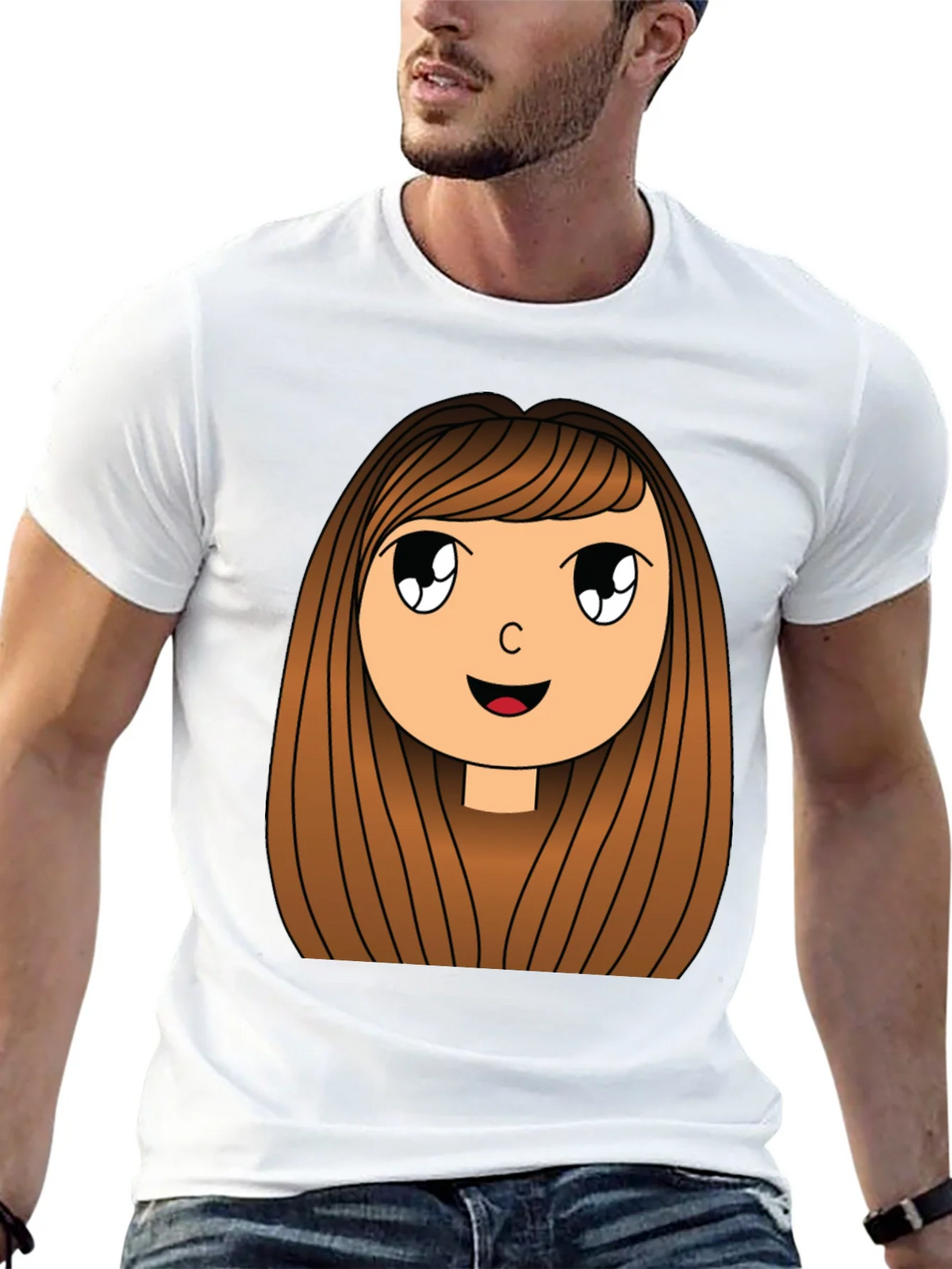 Cartoon Girl Graphic Print Black T-Shirt product image 12