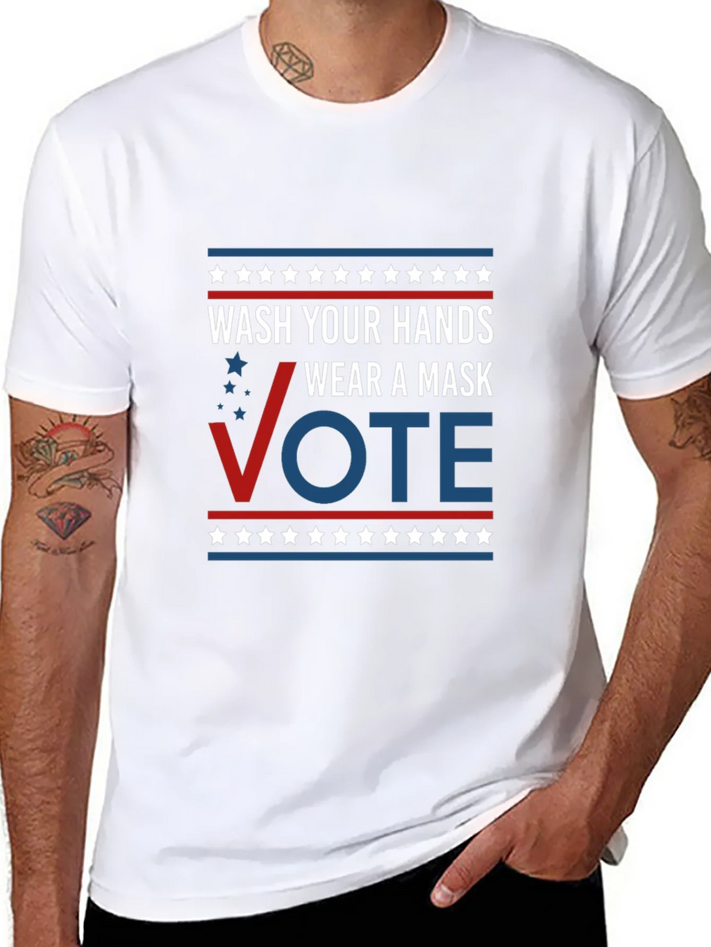 Wash Your Hands Wear A Mask Vote T-Shirt product image 7