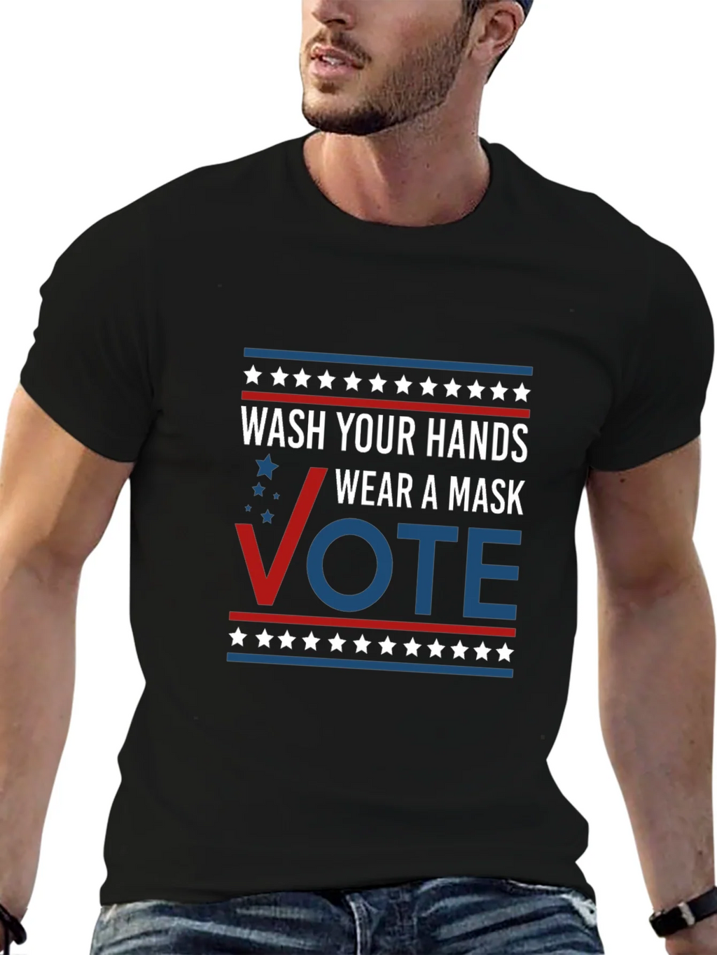 Wash Your Hands Wear A Mask Vote T-Shirt product image 6