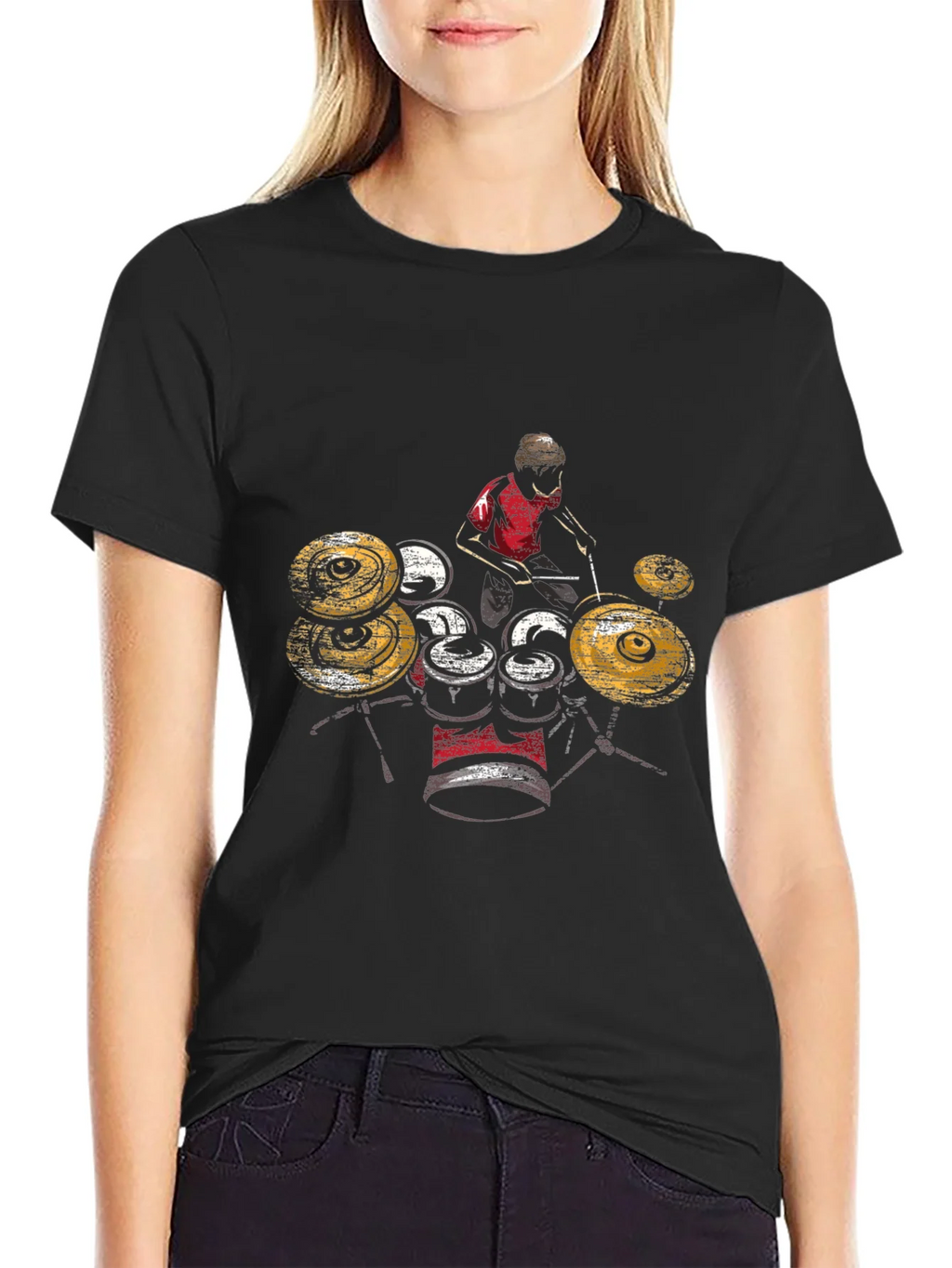 Drummer Graphic T-Shirt - Black Cotton Tee product image 2
