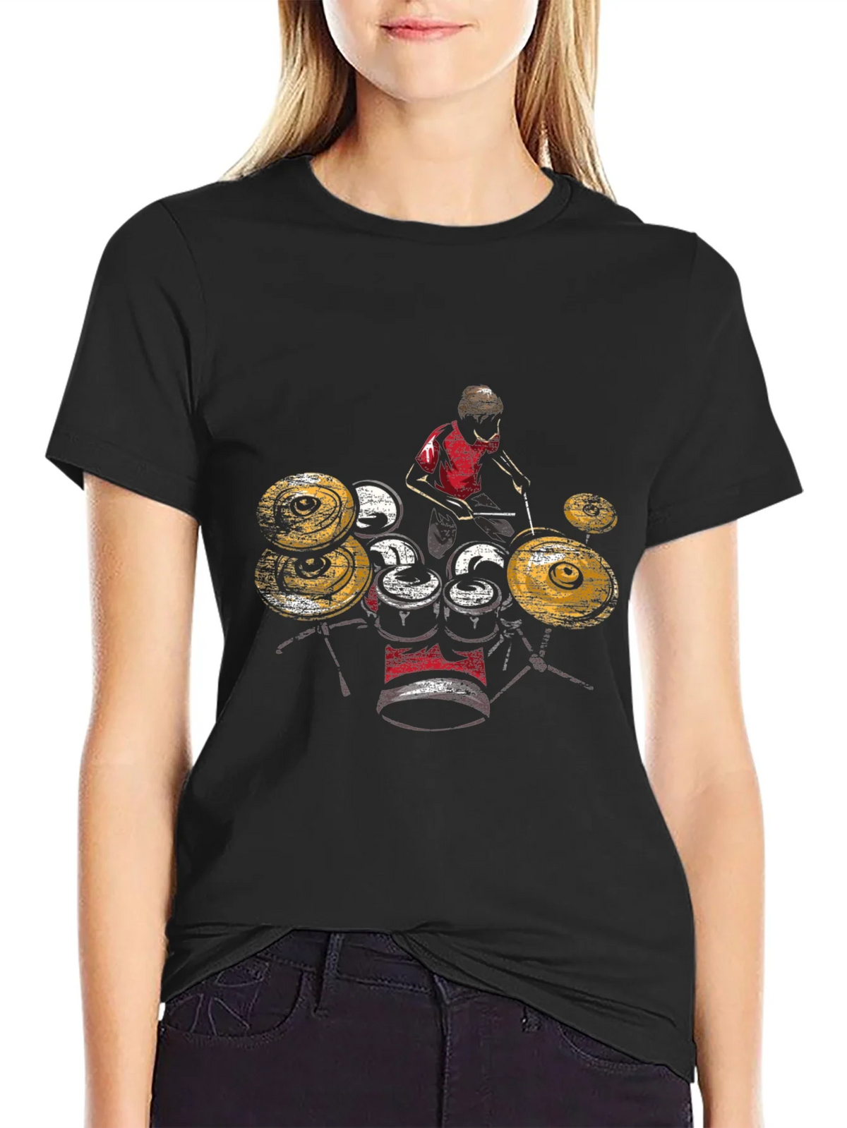 Drummer Graphic T-Shirt - Black Cotton Tee product image 2