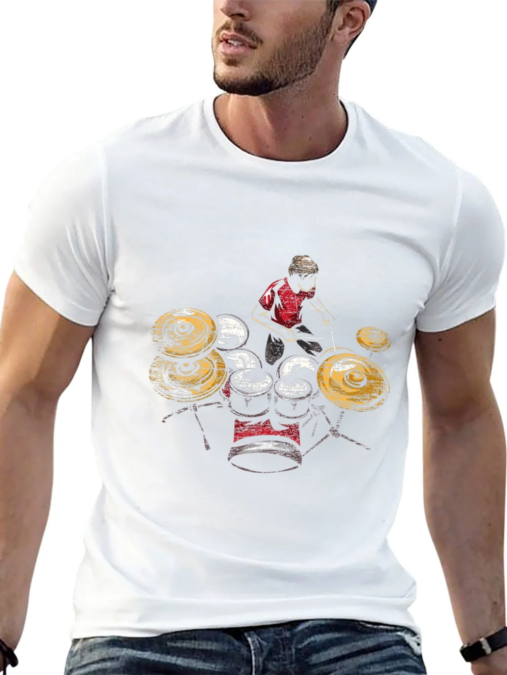 Drummer Graphic T-Shirt - Black Cotton Tee product image 11