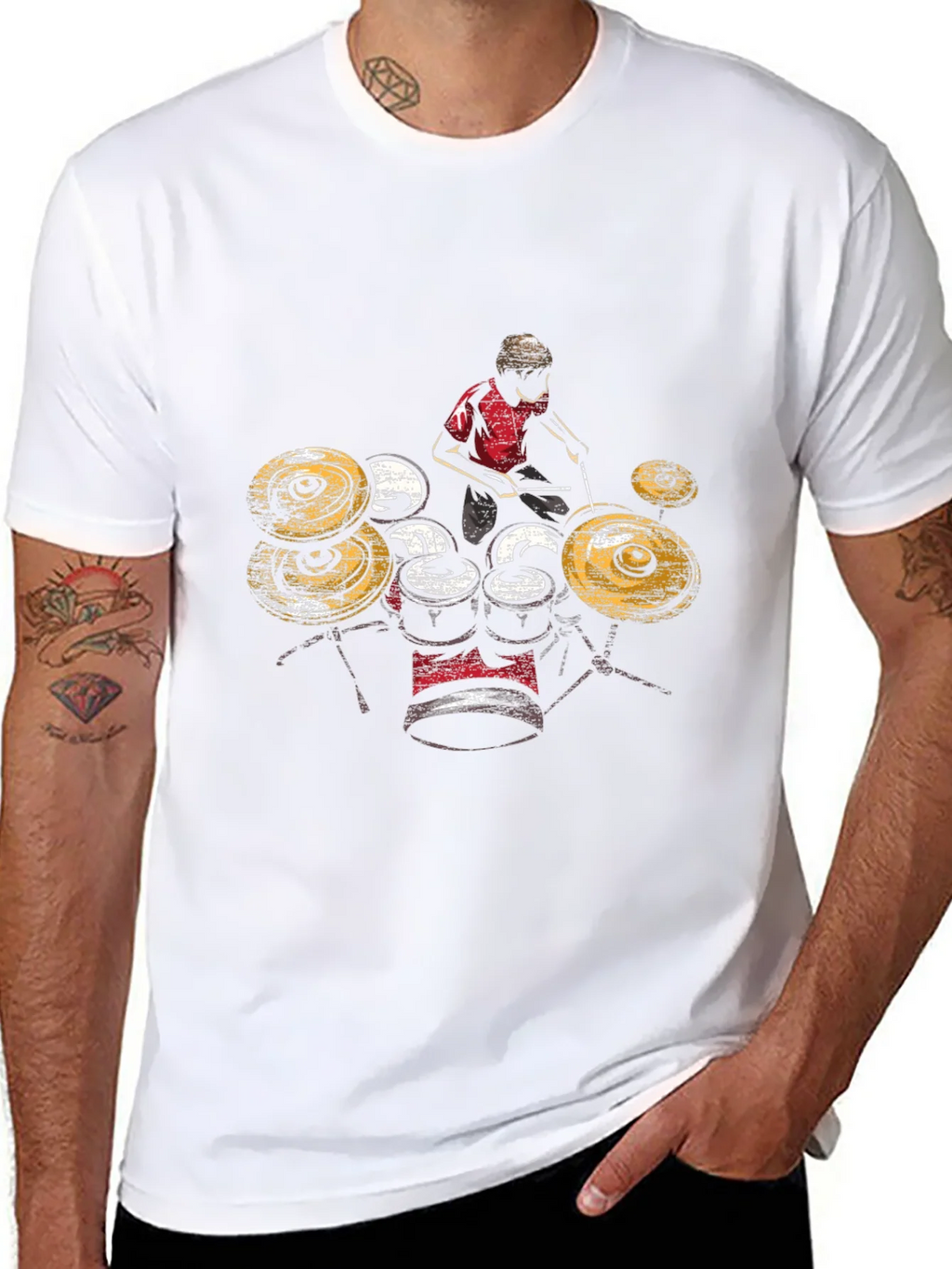 Drummer Graphic T-Shirt - Black Cotton Tee product image 6