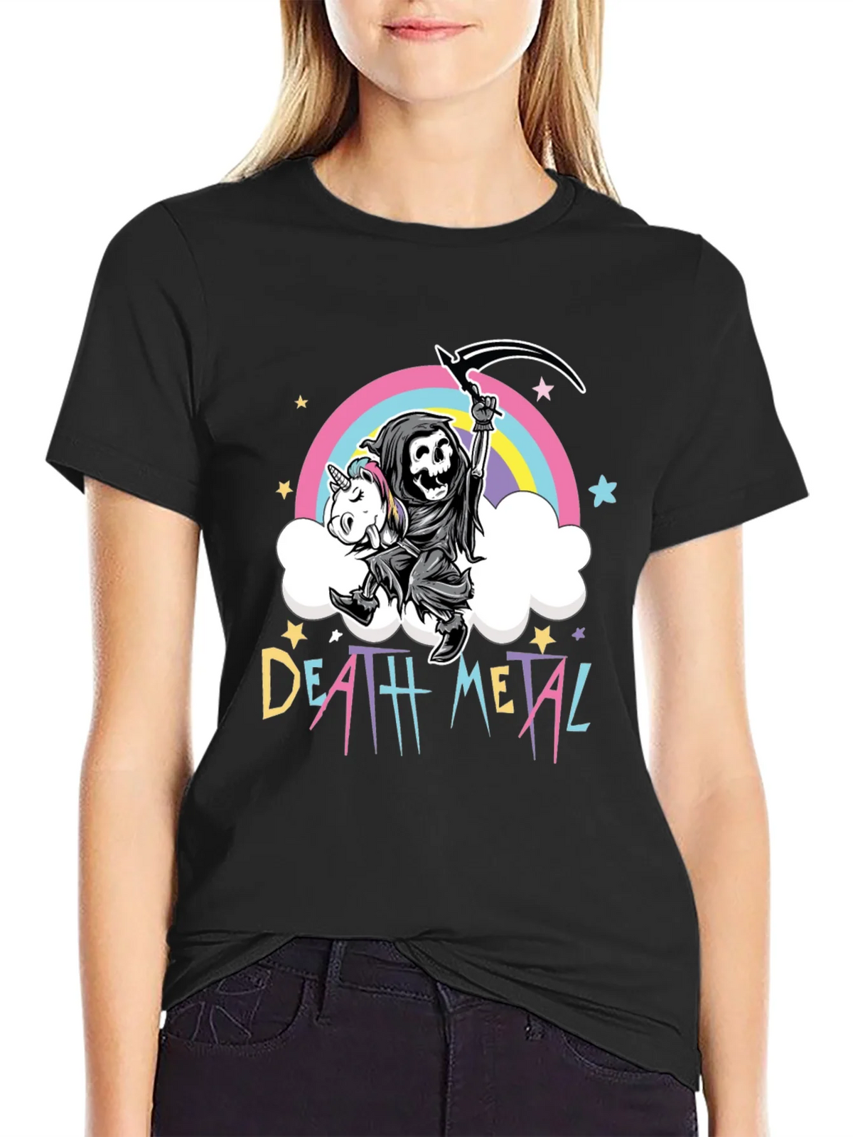 Death Metal Grim Reaper Unicorn T-Shirt product image 2