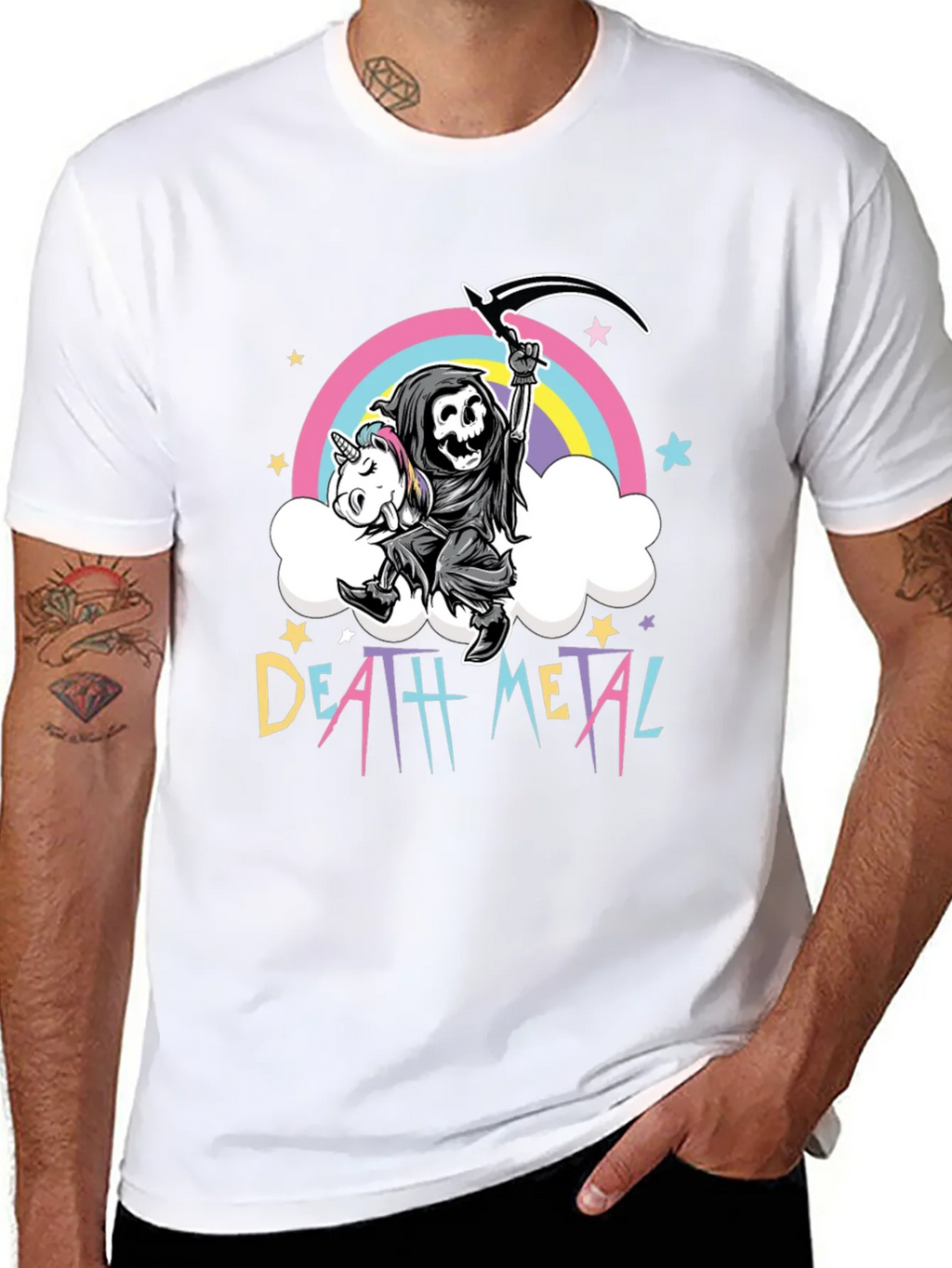 Death Metal Grim Reaper Unicorn T-Shirt product image 7