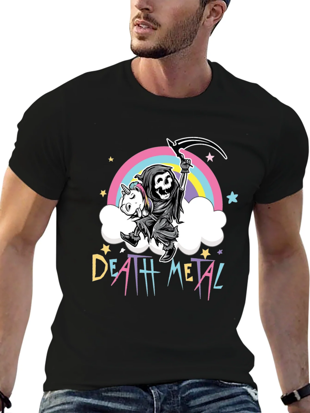 Death Metal Grim Reaper Unicorn T-Shirt product image 6