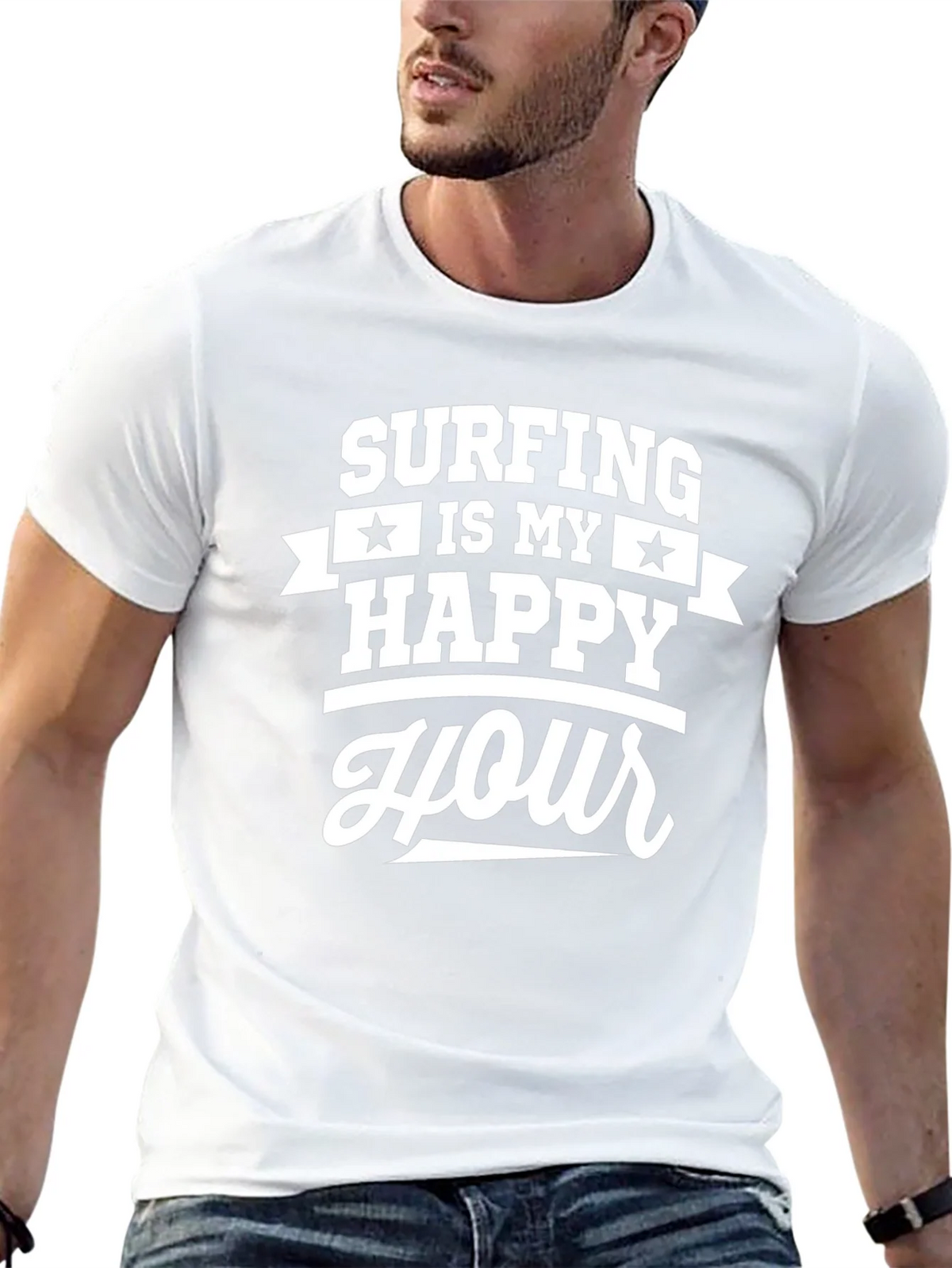 Surfing is My Happy Hour Graphic Tee - Black product image 12
