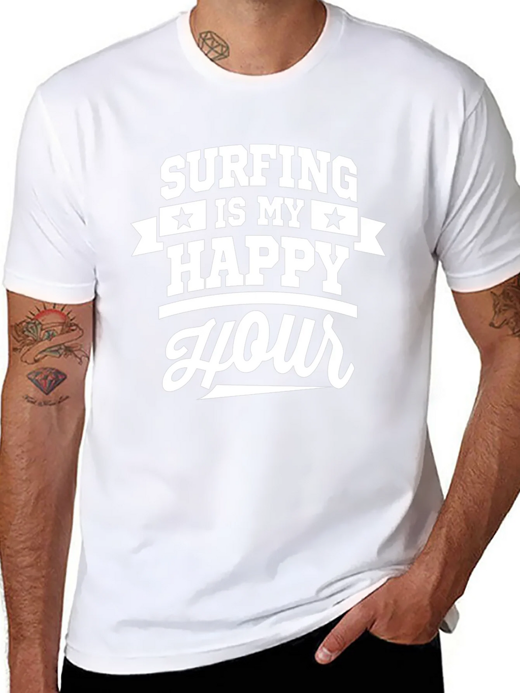 Surfing is My Happy Hour Graphic Tee - Black product image 7