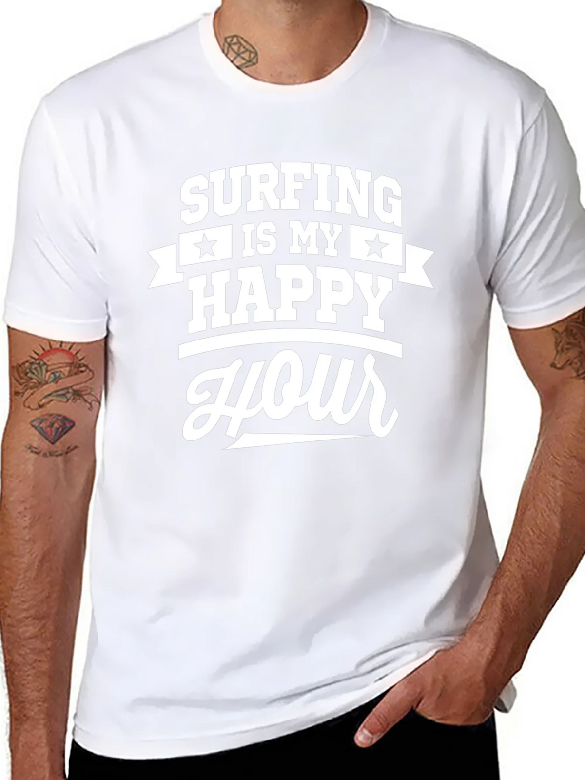 Surfing is My Happy Hour Graphic Tee - Black product image 7