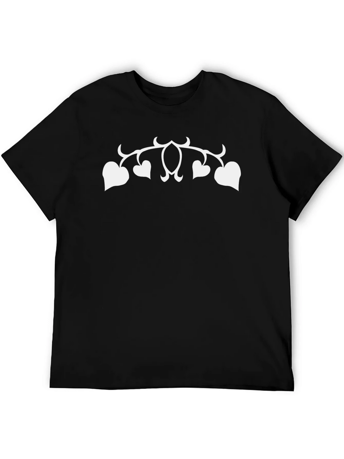 Black T-Shirt with White Heart Vines Design product image 5