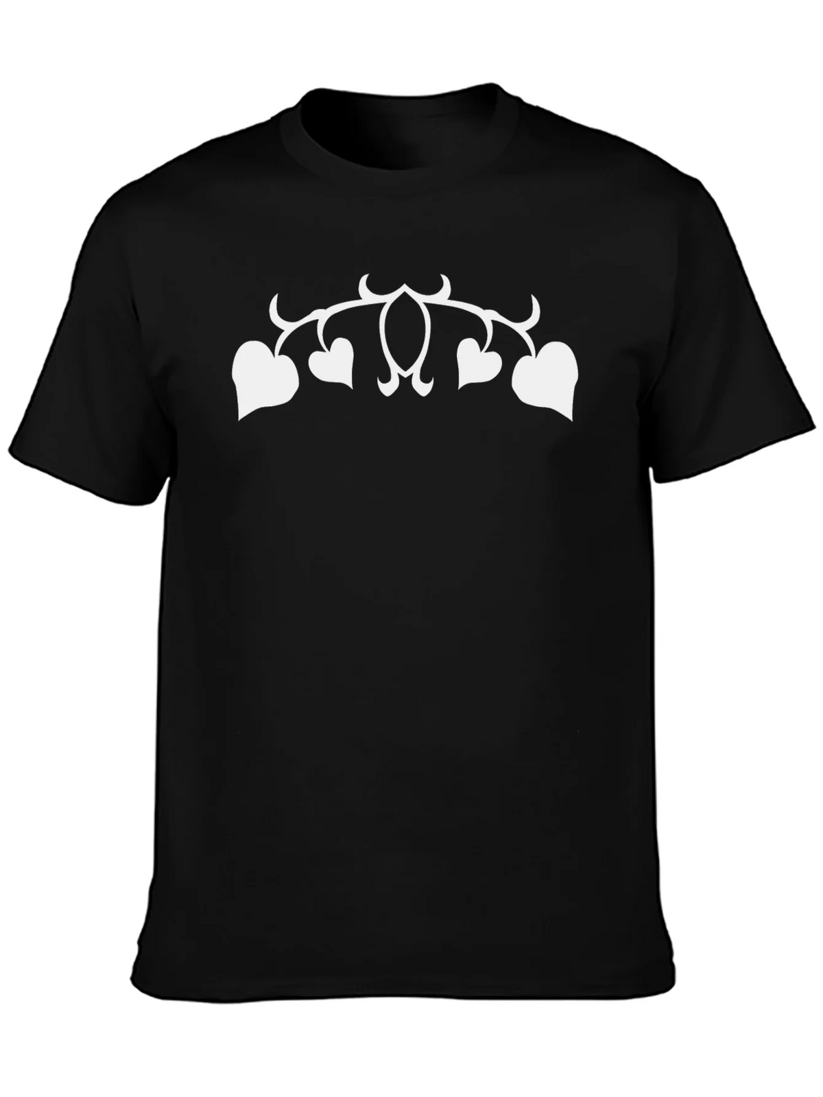 Black T-Shirt with White Heart Vines Design product image 3
