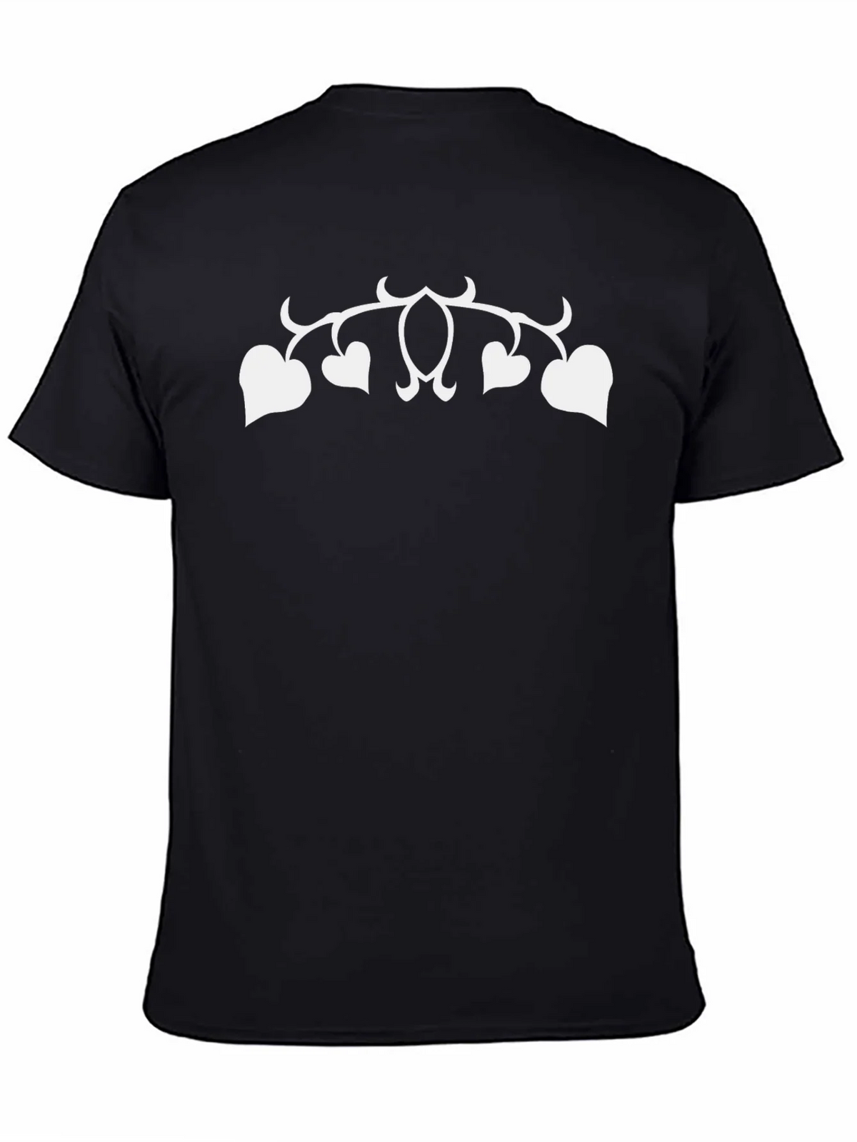 Black T-Shirt with White Heart Vines Design product image 4