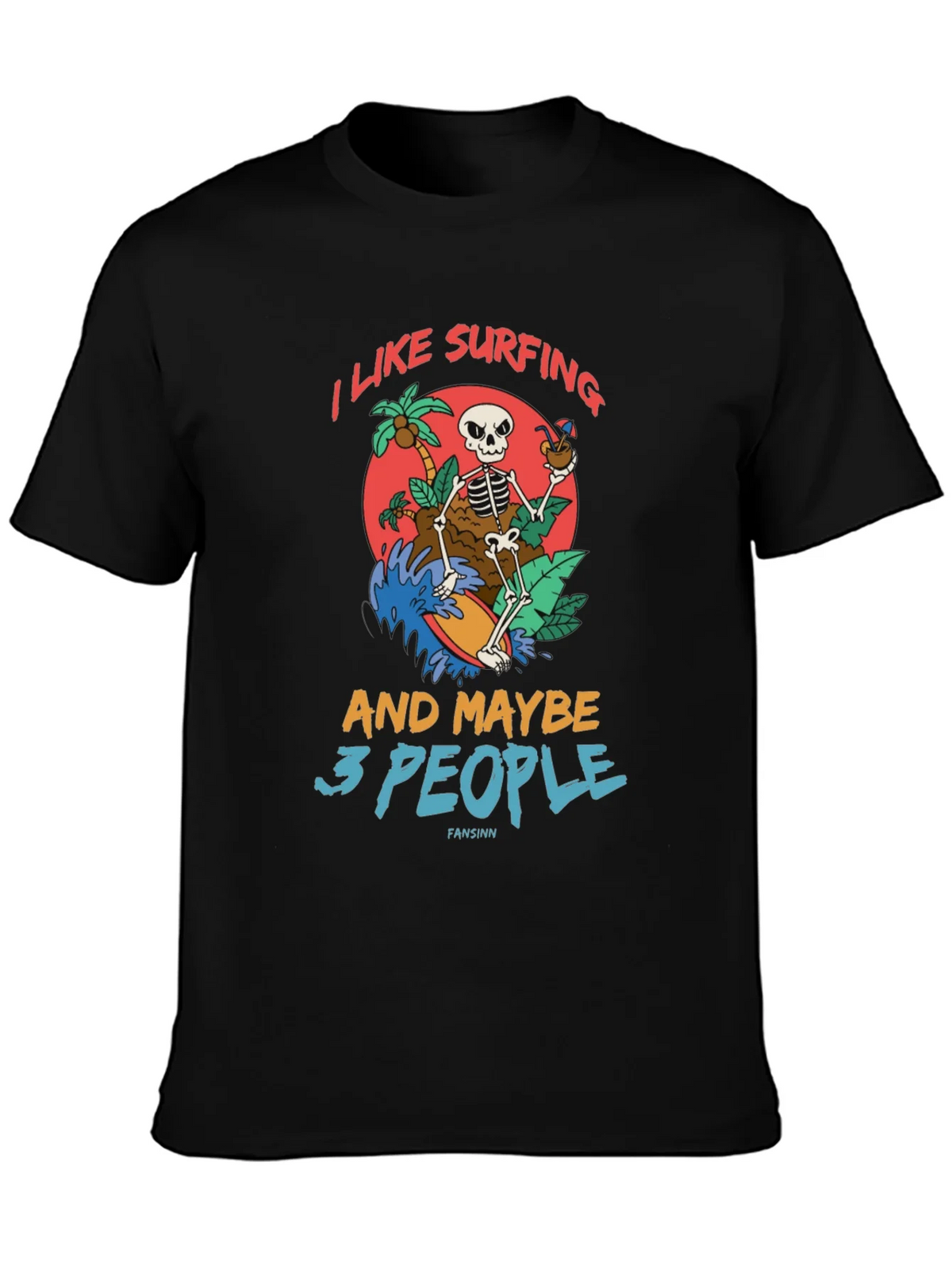 Humorous Skeleton Surfing Graphic Tee product image 3