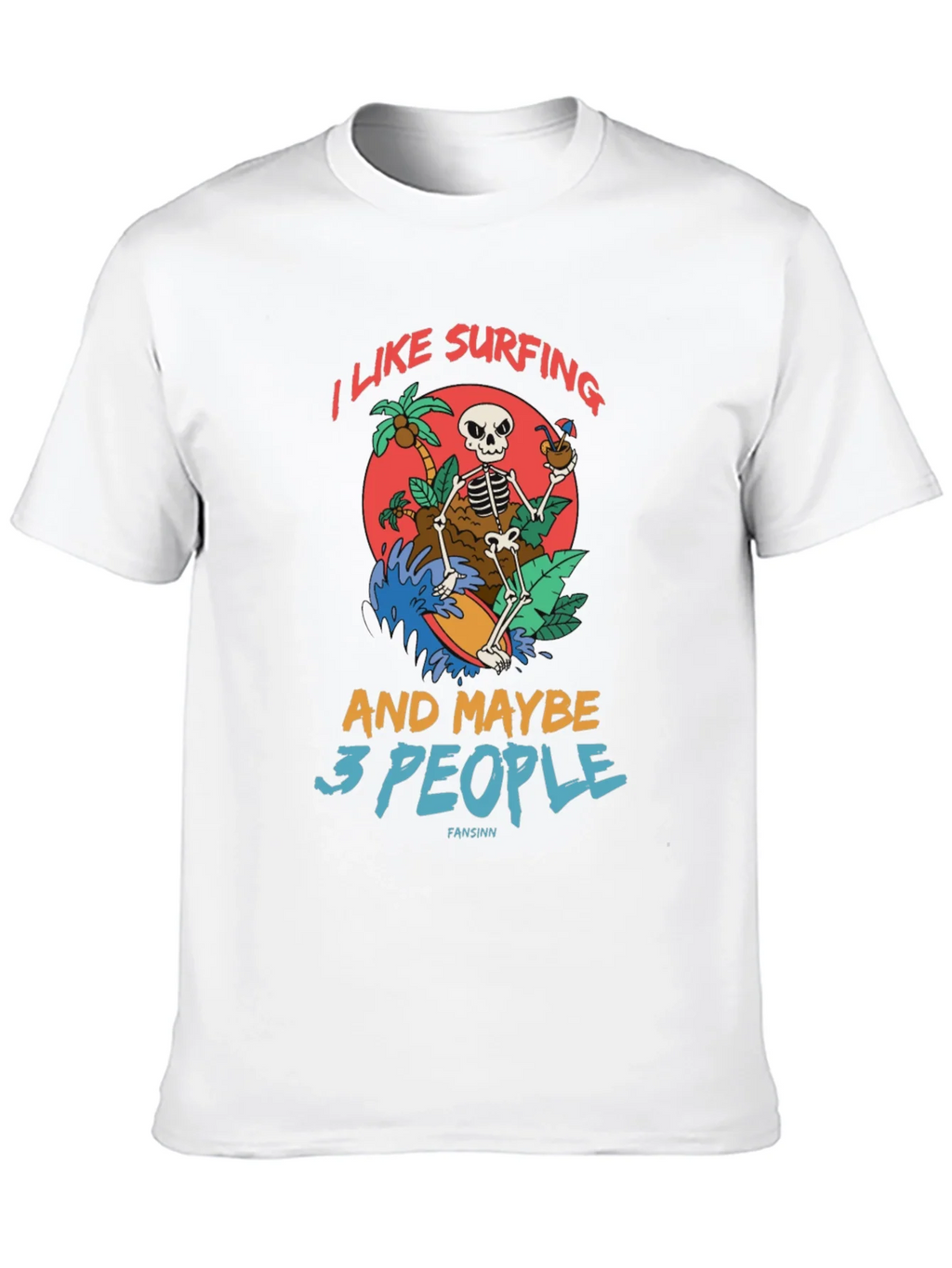 Humorous Skeleton Surfing Graphic Tee product image 9