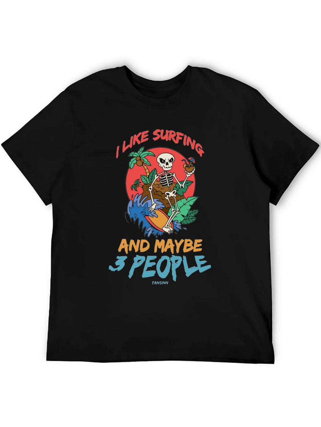 Humorous Skeleton Surfing Graphic Tee product image 5