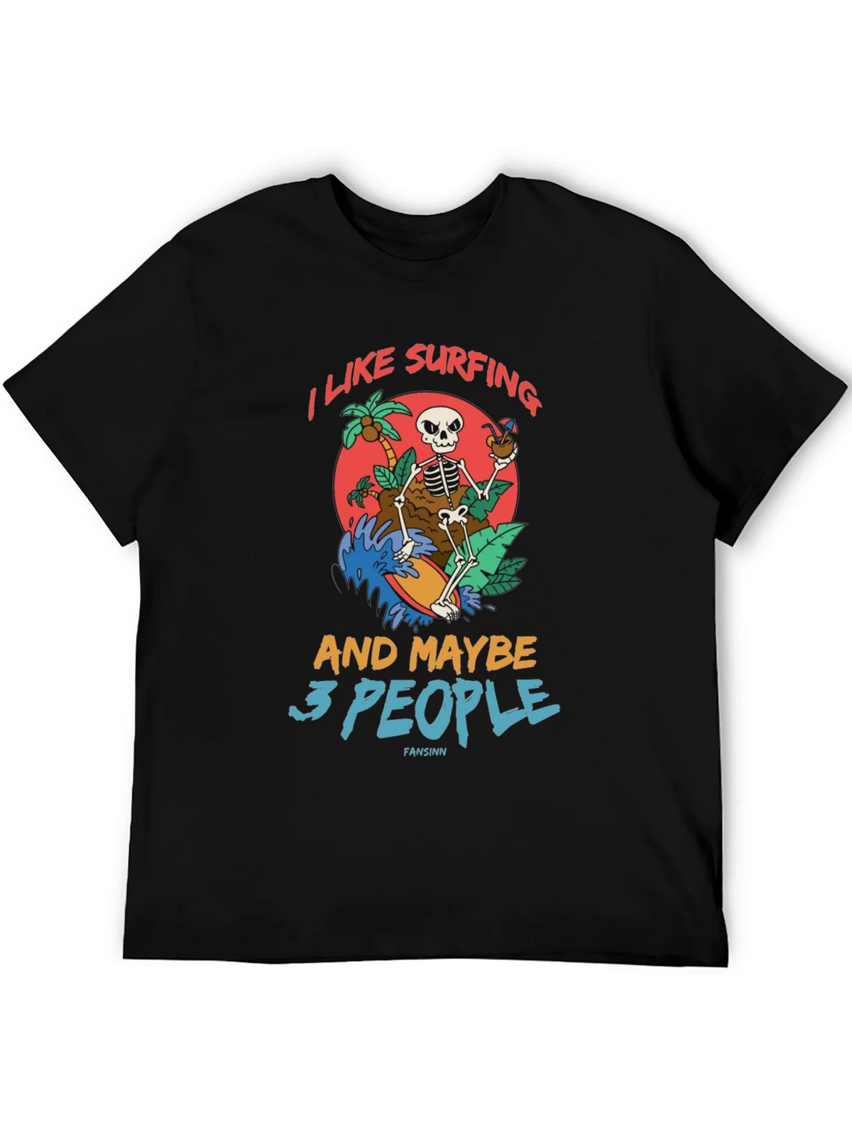 Humorous Skeleton Surfing Graphic Tee product image 5