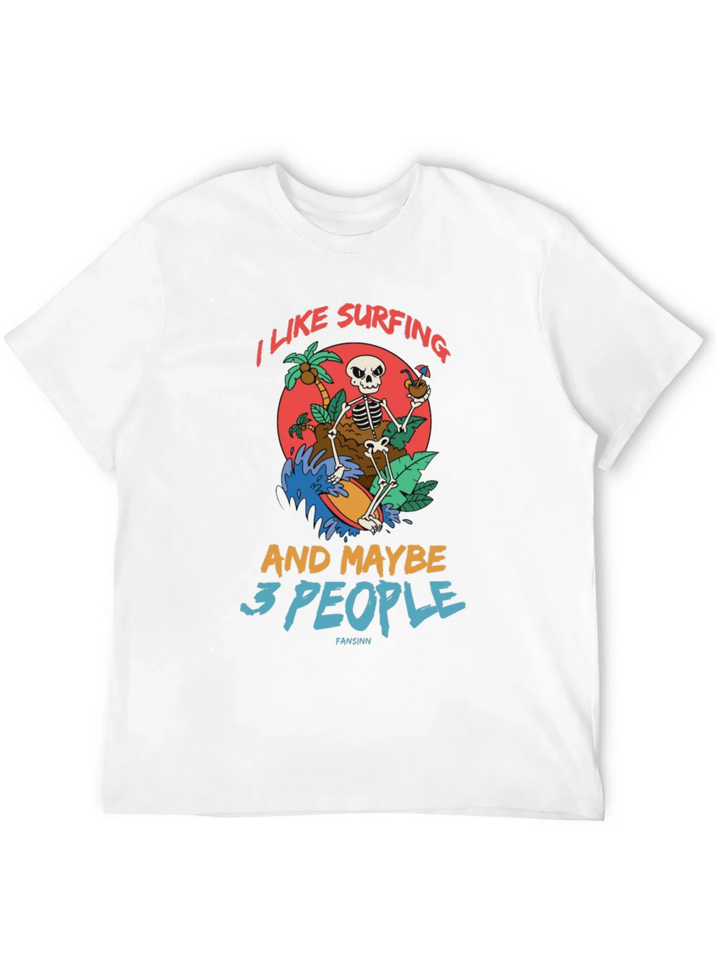 Humorous Skeleton Surfing Graphic Tee product image 11