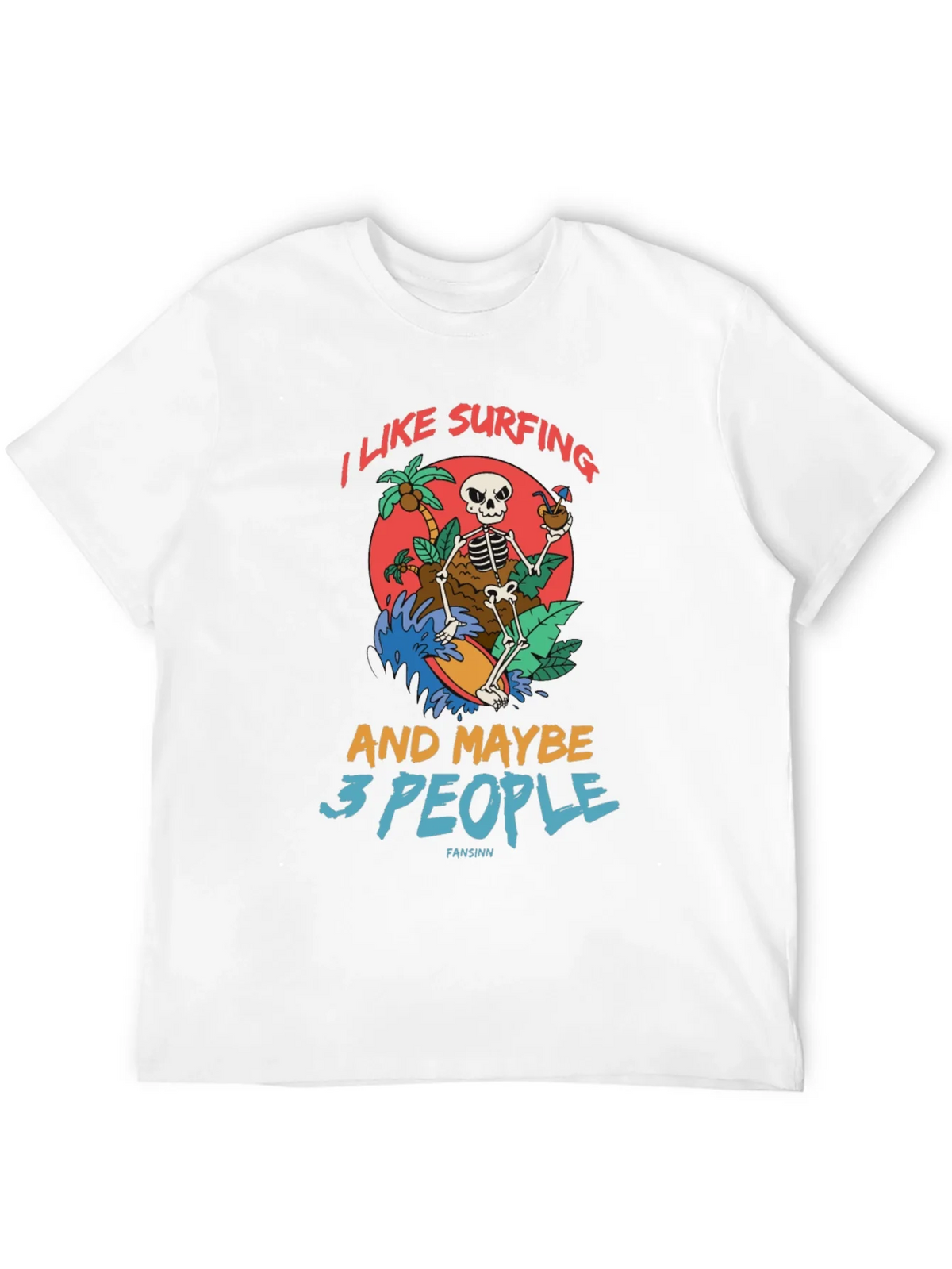 Humorous Skeleton Surfing Graphic Tee product image 11