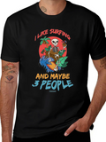 Humorous Skeleton Surfing Graphic Tee product image 1