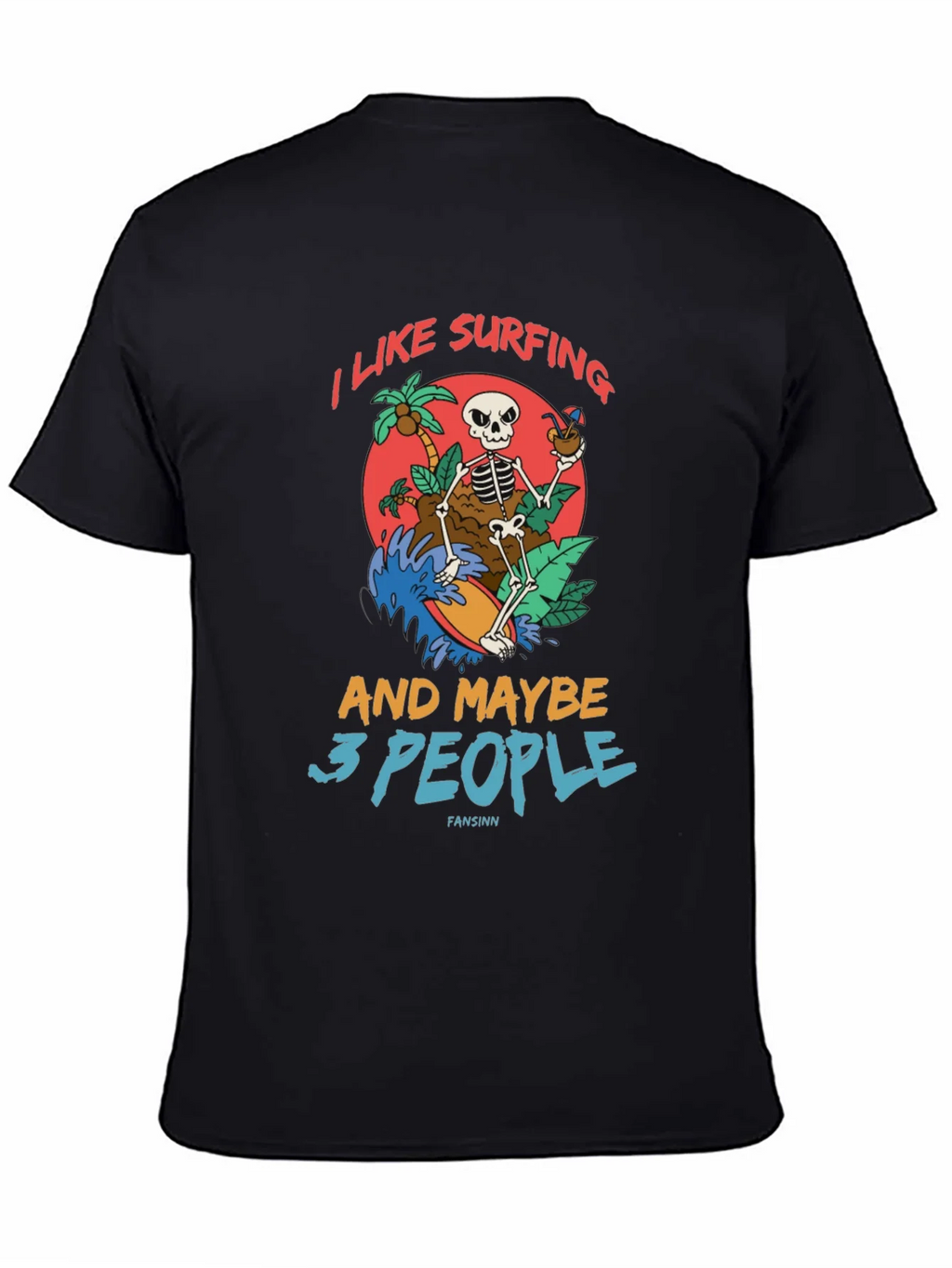 Humorous Skeleton Surfing Graphic Tee product image 4