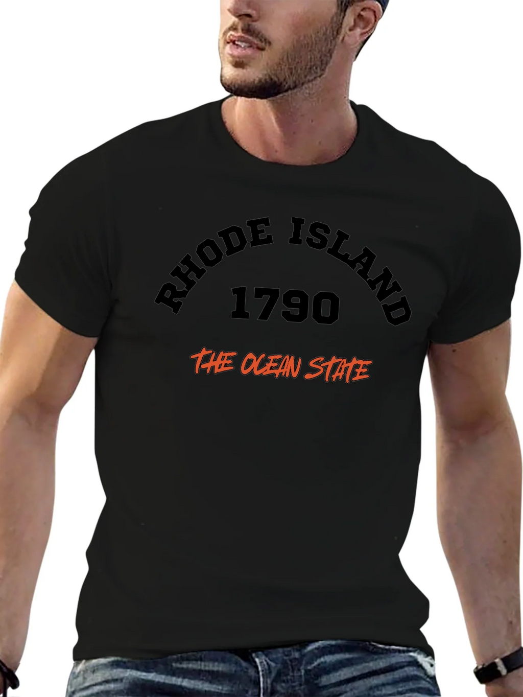 Rhode Island 1790 Ocean State Black T-Shirt product image 4