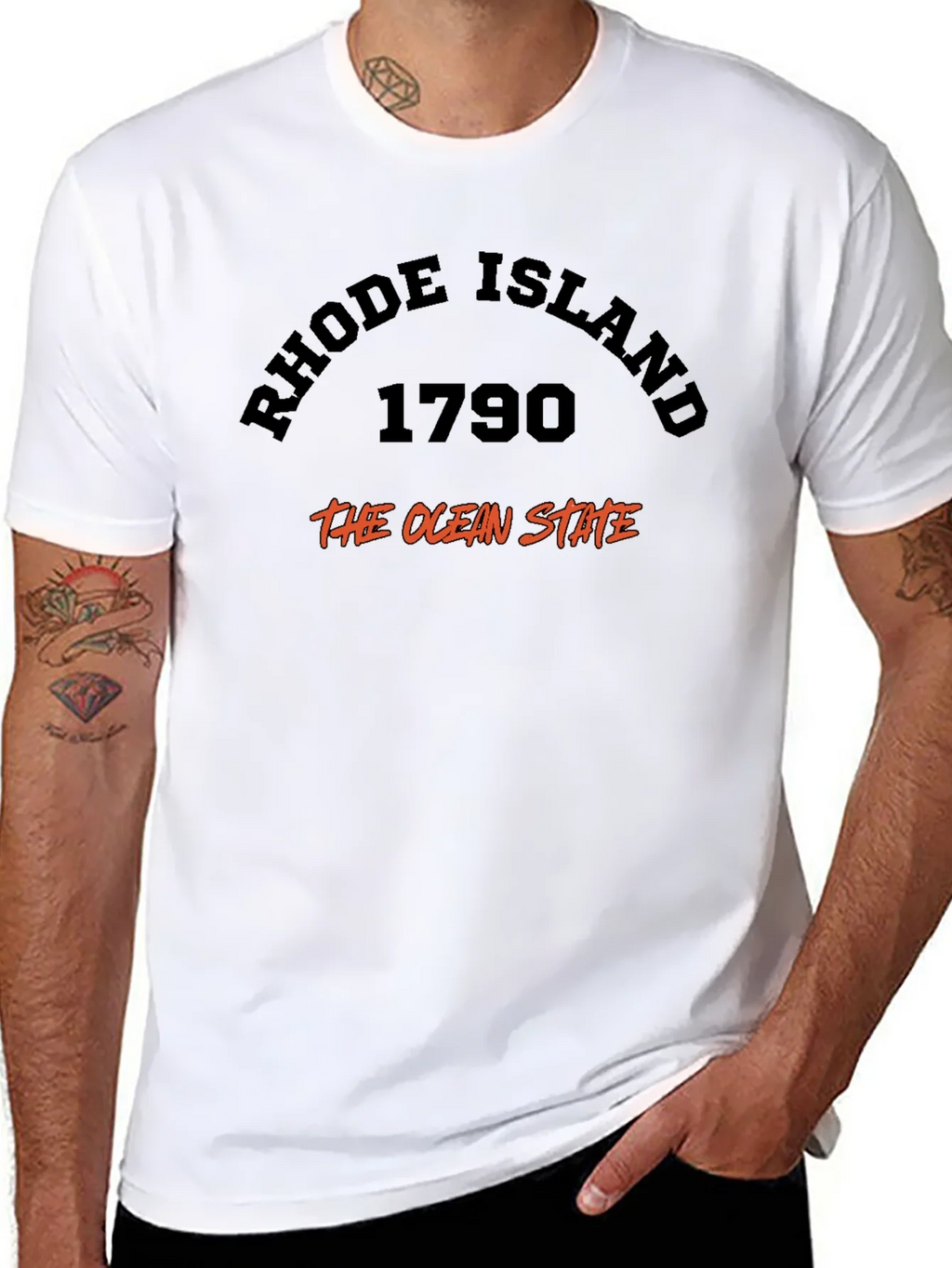 Rhode Island 1790 Ocean State Black T-Shirt product image 5