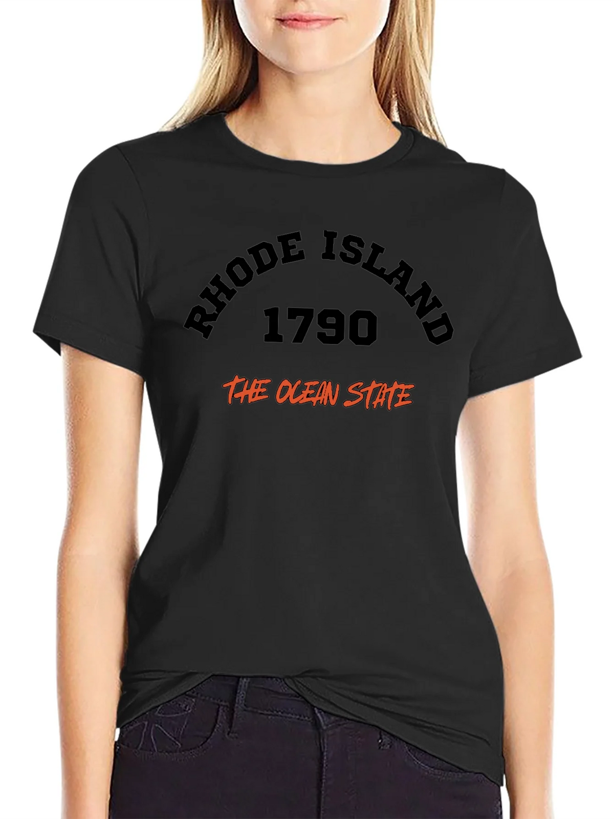 Rhode Island 1790 Ocean State Black T-Shirt product image 2