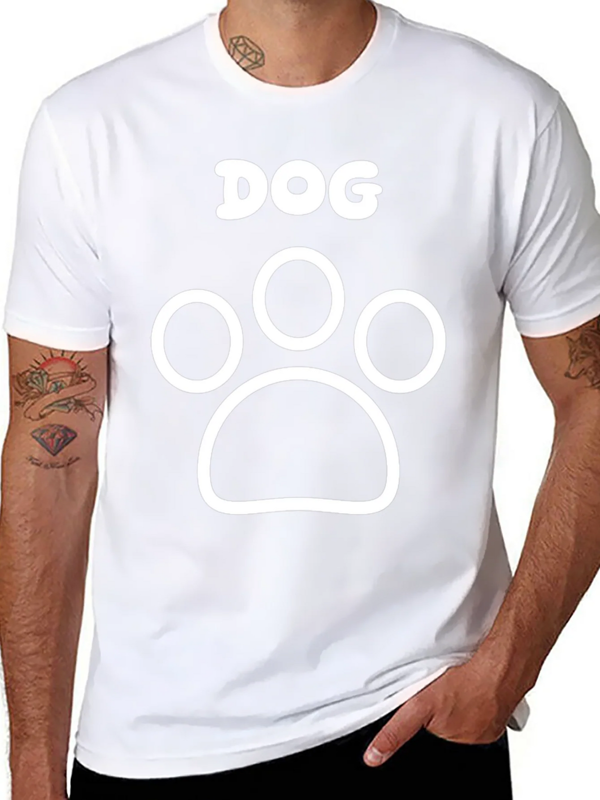 Dog Paw Print Graphic Tee - Black Cotton T-Shirt product image 6