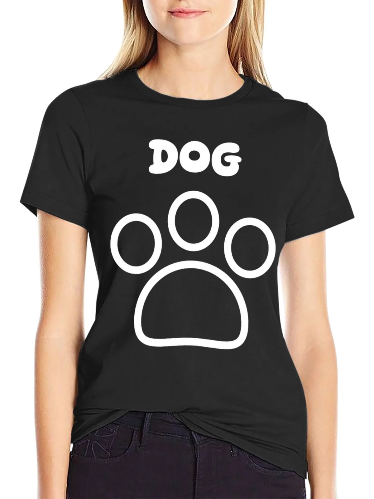 Dog Paw Print Graphic Tee - Black Cotton T-Shirt product image 2