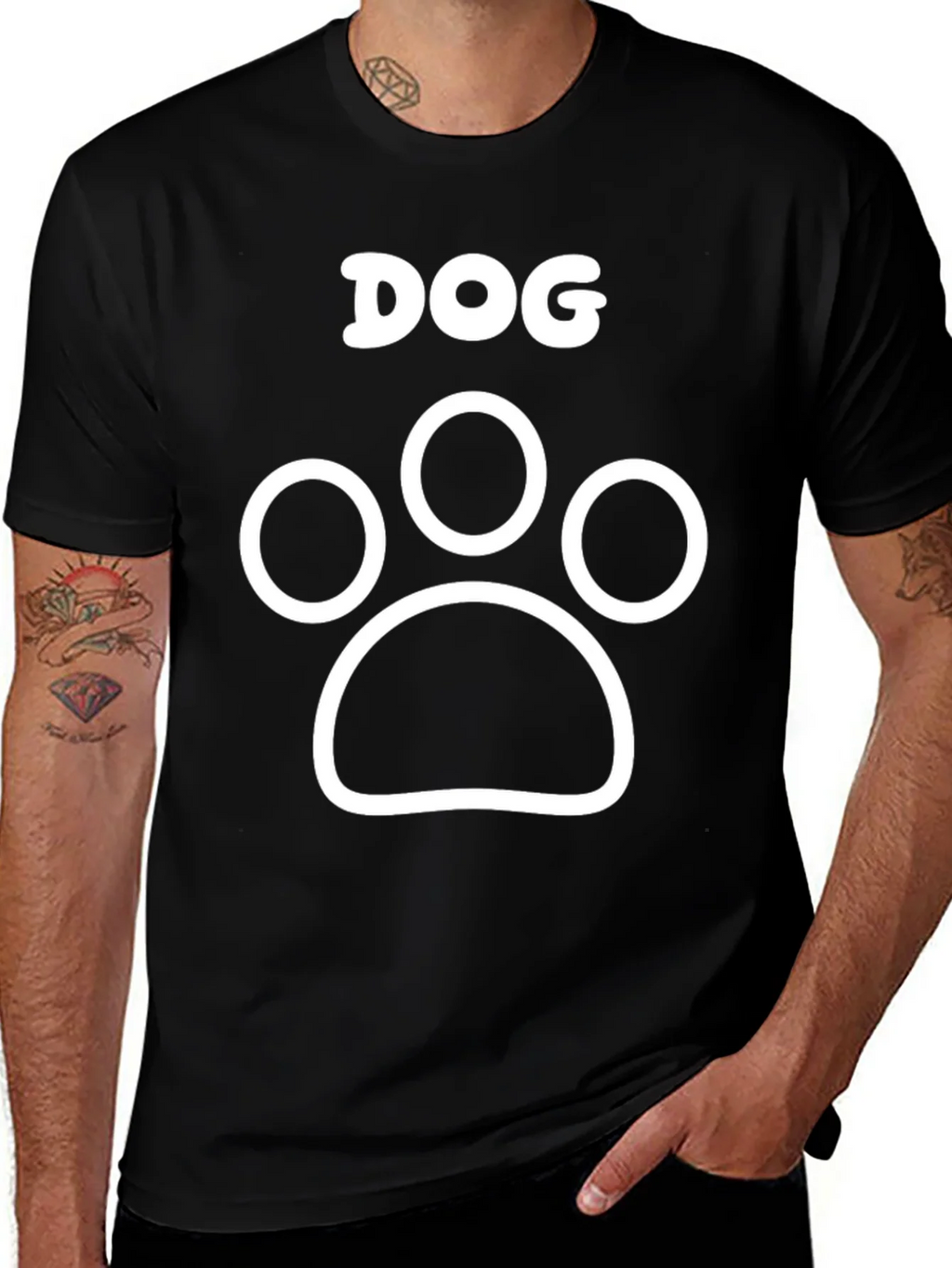Dog Paw Print Graphic Tee - Black Cotton T-Shirt product image 1