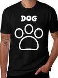 Dog Paw Print Graphic Tee - Black Cotton T-Shirt product image 1