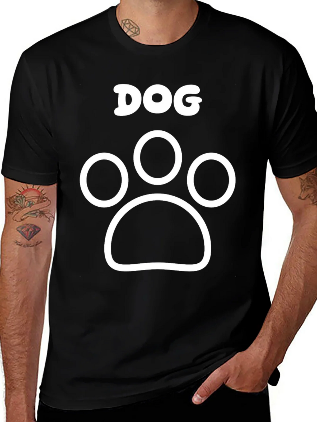 Dog Paw Print Graphic Tee - Black Cotton T-Shirt product image 1
