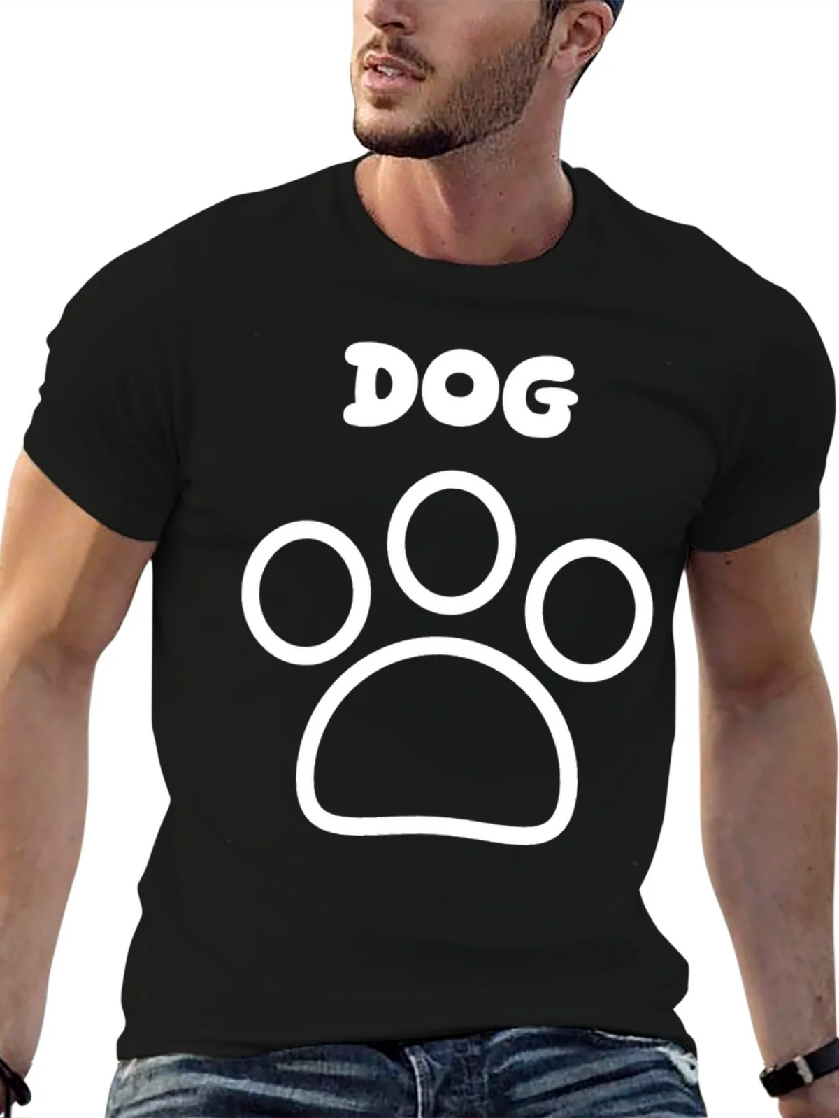Dog Paw Print Graphic Tee - Black Cotton T-Shirt product image 5