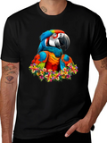 Macaw Parrot Floral Wreath Graphic T-Shirt product image 1