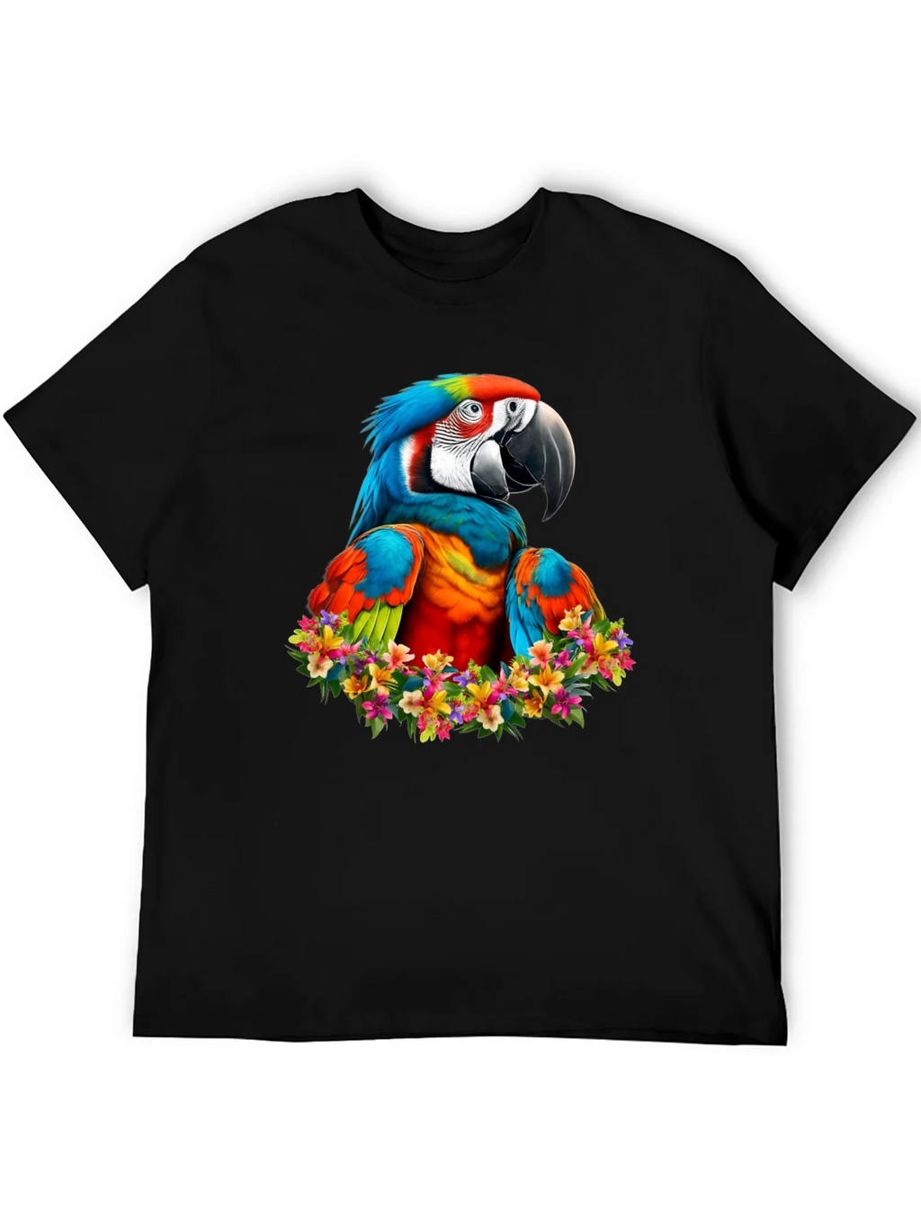Macaw Parrot Floral Wreath Graphic T-Shirt product image 4