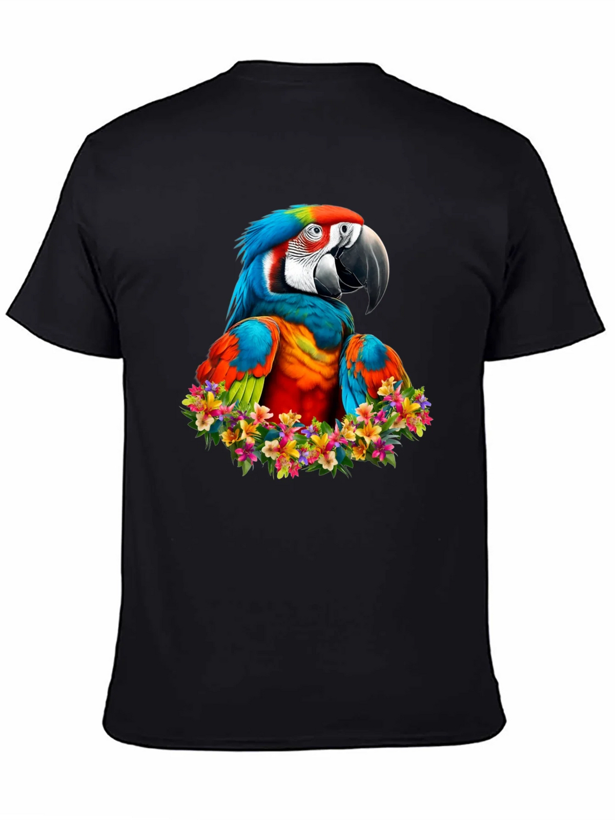 Macaw Parrot Floral Wreath Graphic T-Shirt product image 3