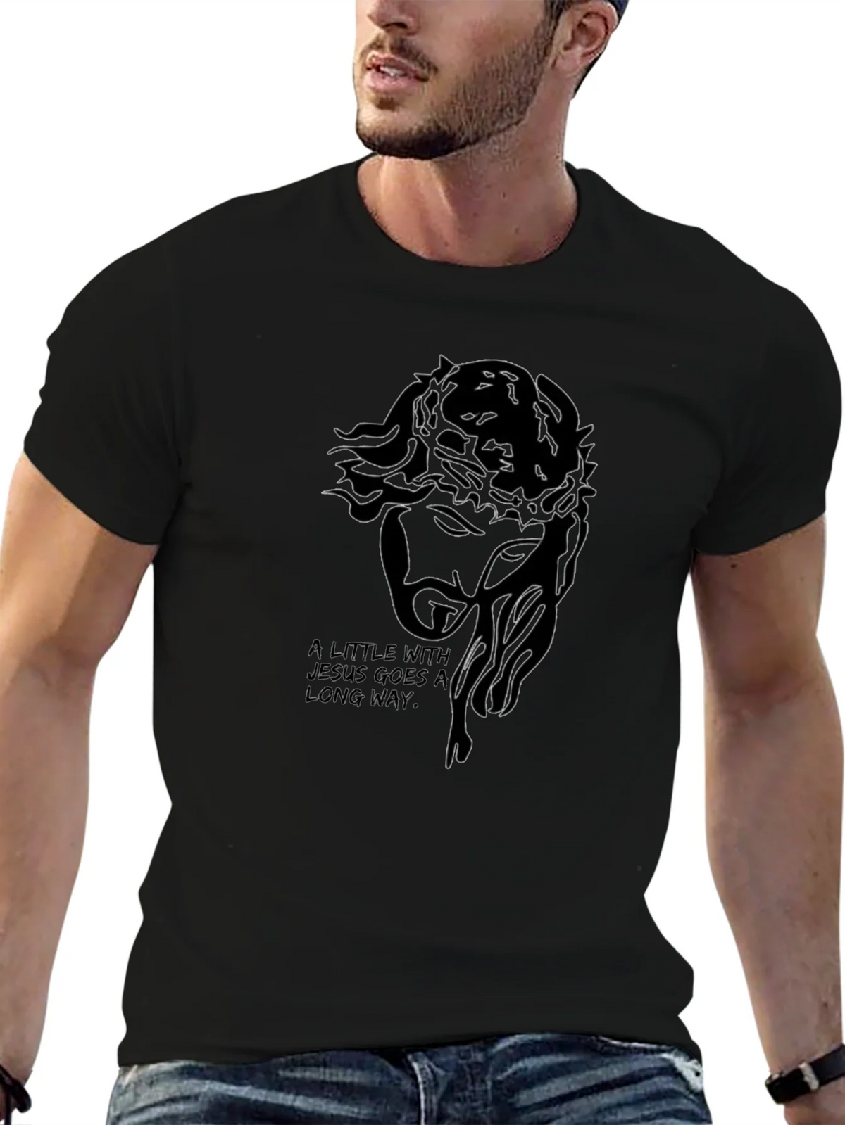 Jesus Graphic Print Black T-Shirt product image 5